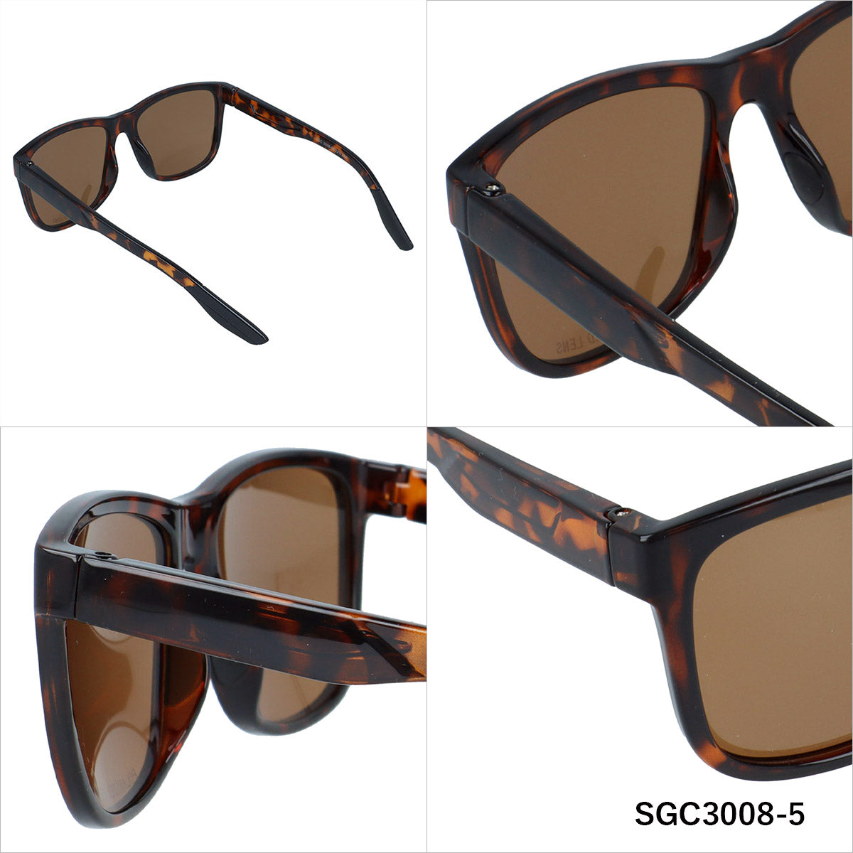 アークスタイル サングラス 偏光サングラス アジアンフィット ARC Style SGC3008 55サイズ 全2カラー ウェリントン型 乱反射をカットしクリアな視界へ ユニセックス メンズ レディース | クロブチ 黒縁 べっ甲 デミ柄 レトロ風