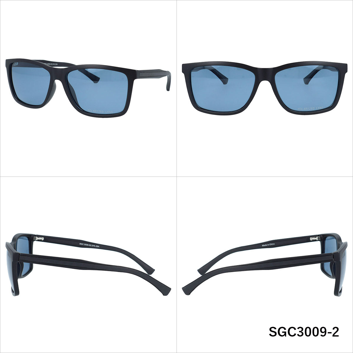 アークスタイル サングラス 偏光サングラス ミラーレンズ アジアンフィット ARC Style SGC3009 57サイズ 全2カラー ウェリントン型 乱反射をカットしクリアな視界へ ユニセックス メンズ レディース | クロブチ 黒縁