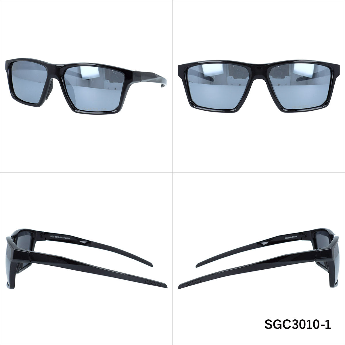 アークスタイル サングラス 偏光サングラス ミラーレンズ アジアンフィット ARC Style SGC3010 58サイズ 全2カラー ウェリントン型 乱反射をカットしクリアな視界へ ユニセックス メンズ レディース | クロブチ 黒縁
