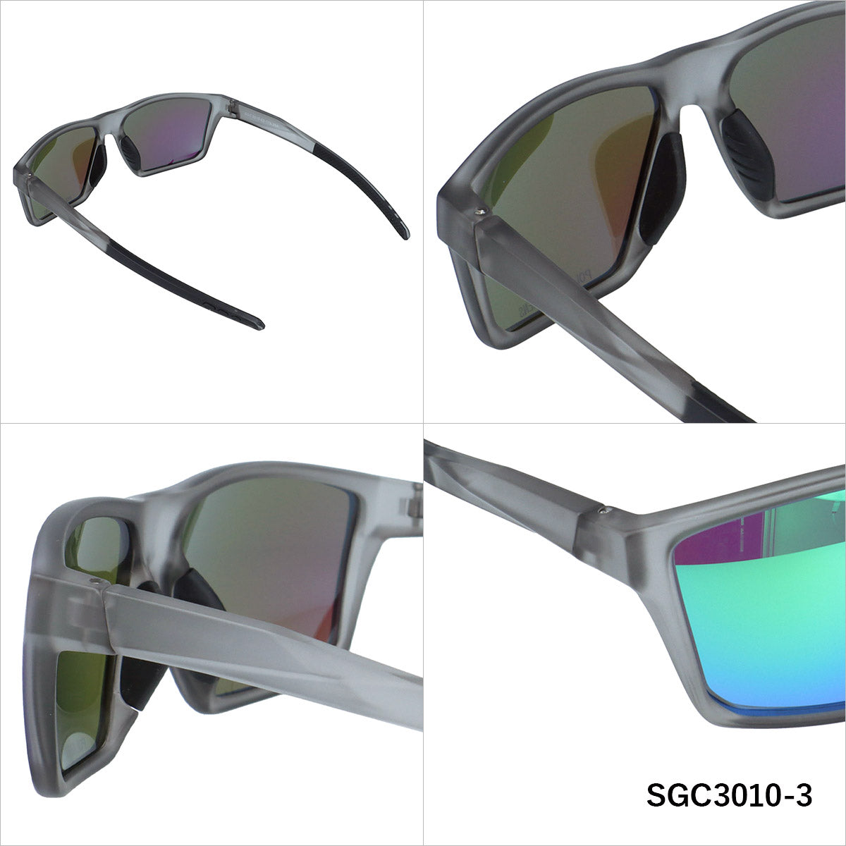 アークスタイル サングラス 偏光サングラス ミラーレンズ アジアンフィット ARC Style SGC3010 58サイズ 全2カラー ウェリントン型 乱反射をカットしクリアな視界へ ユニセックス メンズ レディース | クロブチ 黒縁