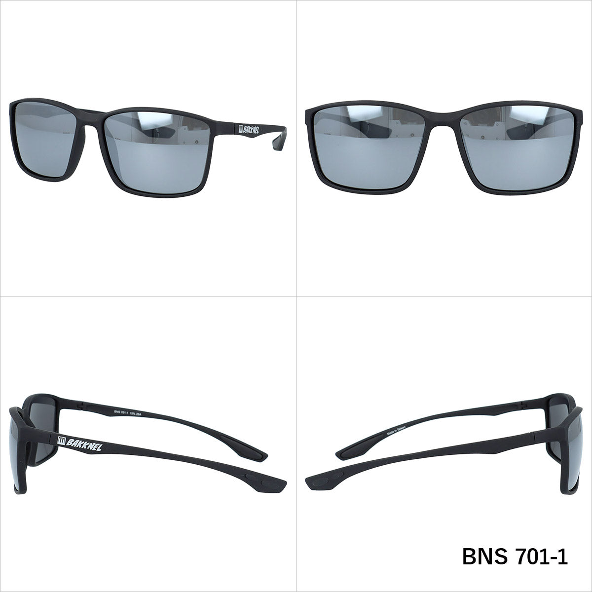 バクネル サングラス 偏光サングラス ミラーレンズ アジアンフィット BAKKNEL BNS701 60サイズ 全3カラー スクエア型 乱反射をカットしクリアな視界へ ユニセックス メンズ レディース | クロブチ 黒縁