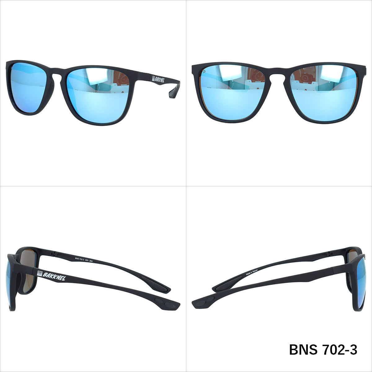 バクネル サングラス 偏光サングラス ミラーレンズ アジアンフィット BAKKNEL BNS702 56サイズ 全3カラー ウェリントン型 乱反射をカットしクリアな視界へ ユニセックス メンズ レディース | クロブチ 黒縁