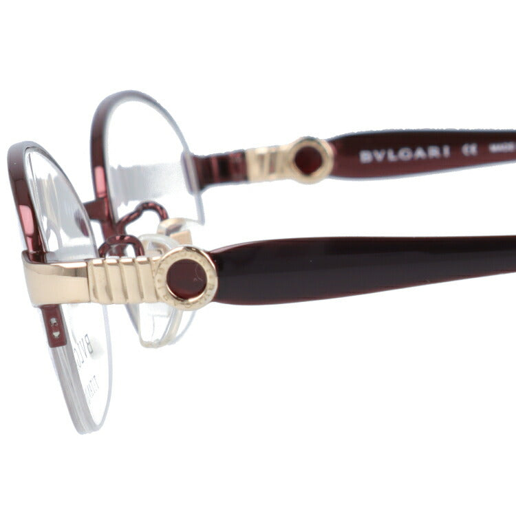 【訳あり】ブルガリ 眼鏡 伊達メガネ対応 BV2115T-4051 53 WINE RED ワインレッド オーバル ハーフリム レディース ラッピング無料 【海外正規品】