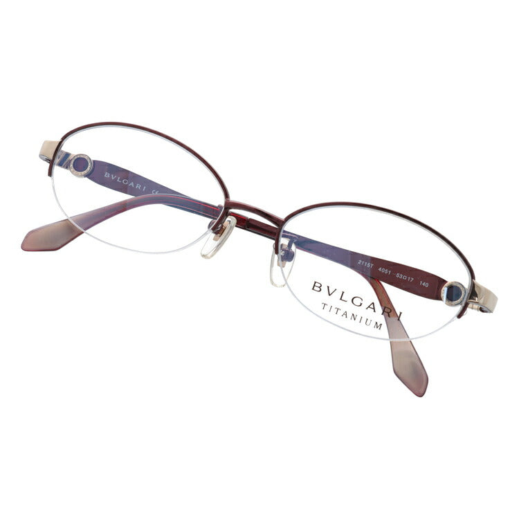 【国内正規品】ブルガリ 眼鏡 伊達メガネ対応 BV2115T-4051 53 WINE RED ワインレッド オーバル ハーフリム レディース ラッピング無料
