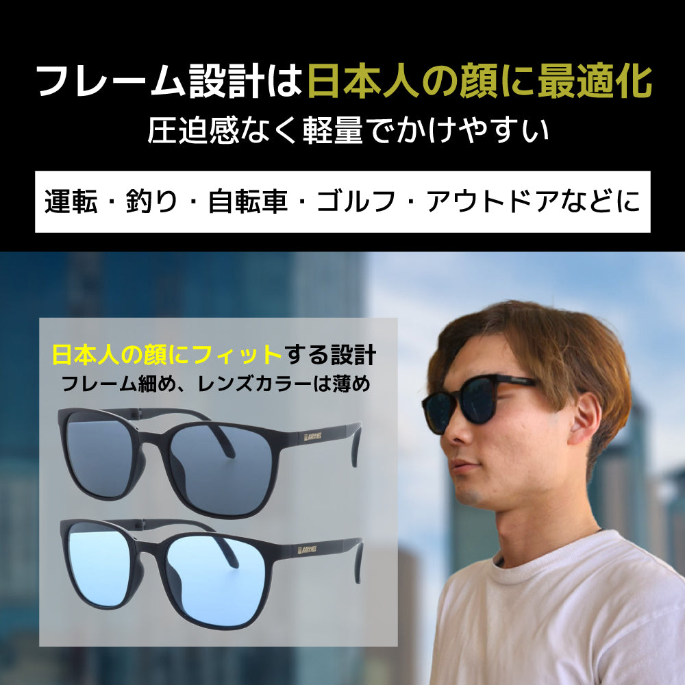 折り畳み 偏光 サングラス 偏光サングラス アジアンフィット BAKKNEL BNS611 53サイズ ウェリントン型 折り畳み フォールディング ユニセックス メンズ レディース
