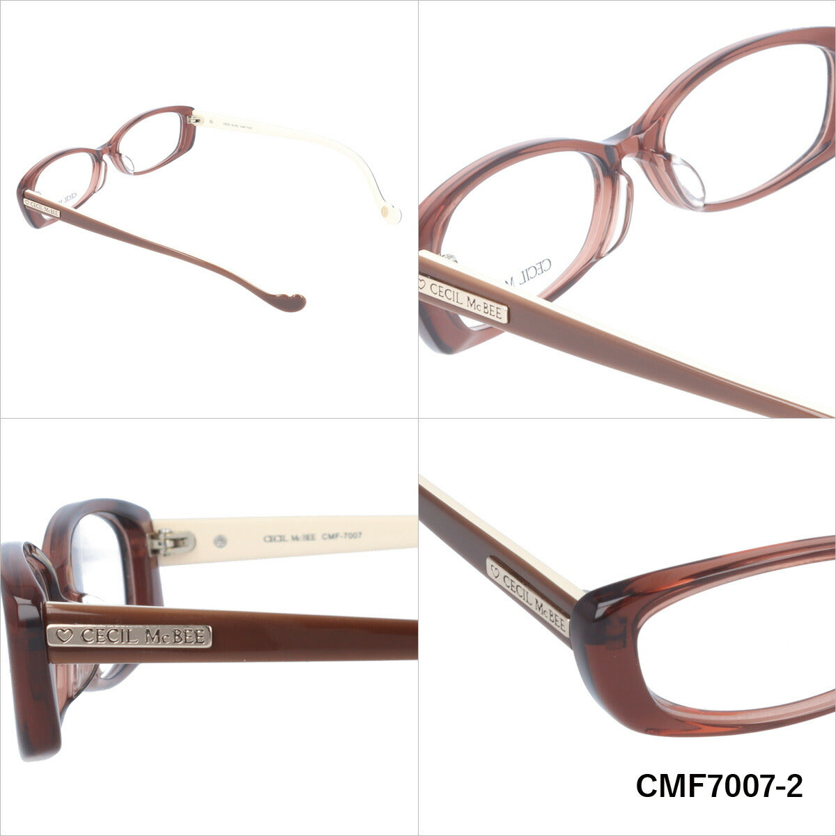 メガネ 眼鏡 度付き 度なし おしゃれ CECIL McBEE セシルマクビー CMF 7007 全4色 52サイズ レディース 女性 UVカット 紫外線 ブランド サングラス 伊達 ダテ｜老眼鏡・PCレンズ・カラーレンズ・遠近両用対応可能 ラッピング無料