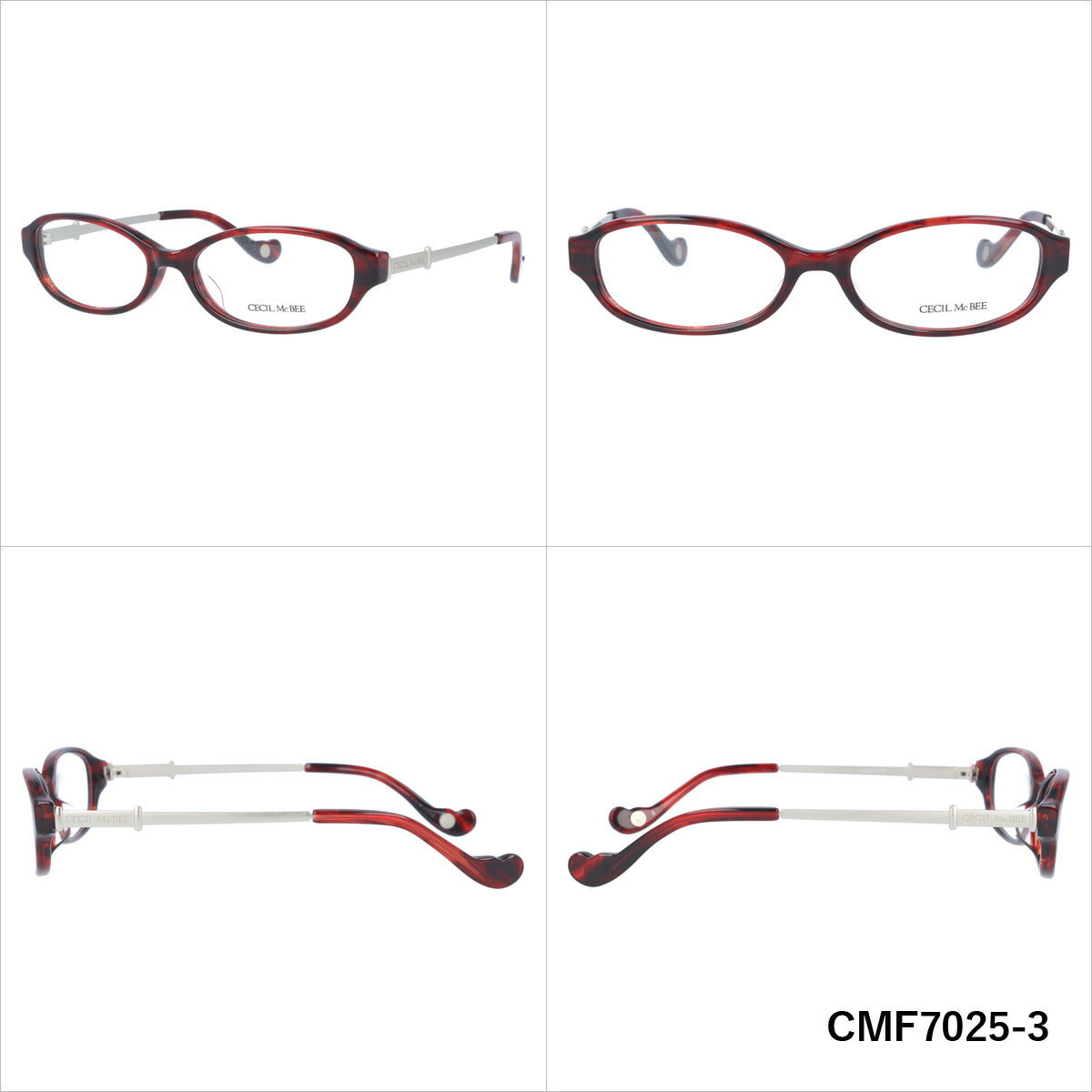 メガネ 眼鏡 度付き 度なし おしゃれ CECIL McBEE セシルマクビー CMF 7025 全4色 52サイズ オーバル型 レディース 女性 UVカット 紫外線 ブランド サングラス 伊達 ダテ｜老眼鏡・PCレンズ・カラーレンズ・遠近両用対応可能 ラッピング無料