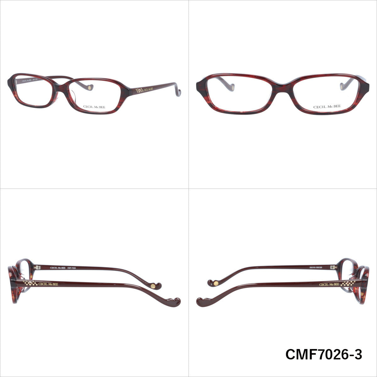 メガネ 眼鏡 度付き 度なし おしゃれ CECIL McBEE セシルマクビー CMF 7026 全4色 53サイズ レディース 女性 UVカット 紫外線 ブランド サングラス 伊達 ダテ｜老眼鏡・PCレンズ・カラーレンズ・遠近両用対応可能 ラッピング無料