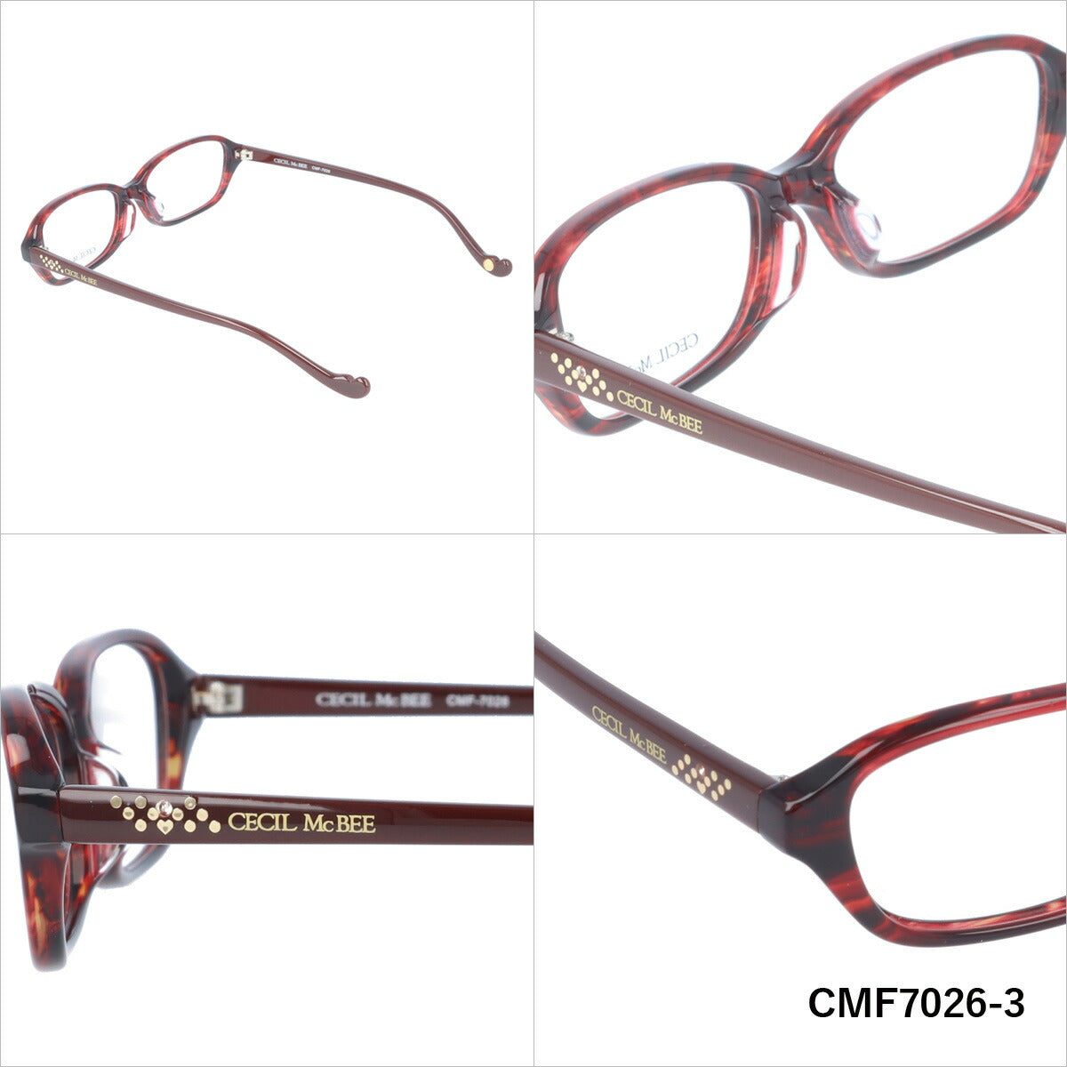 メガネ 眼鏡 度付き 度なし おしゃれ CECIL McBEE セシルマクビー CMF 7026 全4色 53サイズ レディース 女性 UVカット 紫外線 ブランド サングラス 伊達 ダテ｜老眼鏡・PCレンズ・カラーレンズ・遠近両用対応可能 ラッピング無料