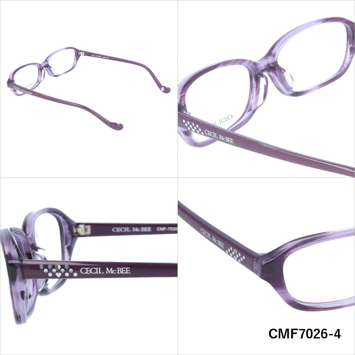 メガネ 眼鏡 度付き 度なし おしゃれ CECIL McBEE セシルマクビー CMF 7026 全4色 53サイズ レディース 女性 UVカット 紫外線 ブランド サングラス 伊達 ダテ｜老眼鏡・PCレンズ・カラーレンズ・遠近両用対応可能 ラッピング無料