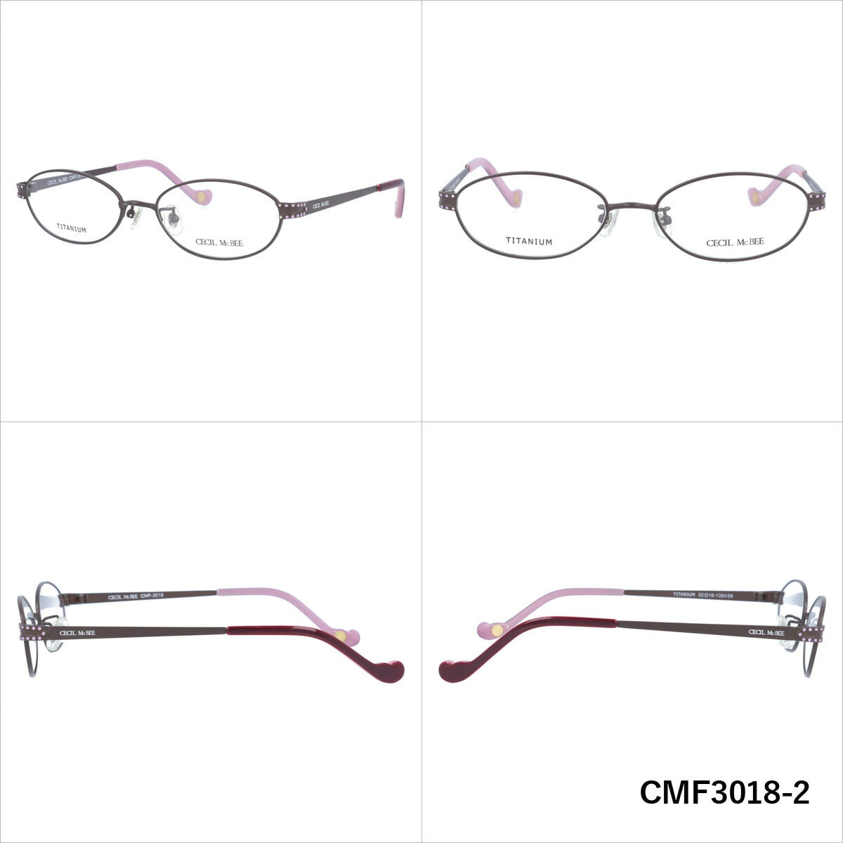 メガネ 眼鏡 度付き 度なし おしゃれ CECIL McBEE セシルマクビー CMF 3018 全4色 52サイズ レディース 女性 UVカット 紫外線 ブランド サングラス 伊達 ダテ｜老眼鏡・PCレンズ・カラーレンズ・遠近両用対応可能 ラッピング無料