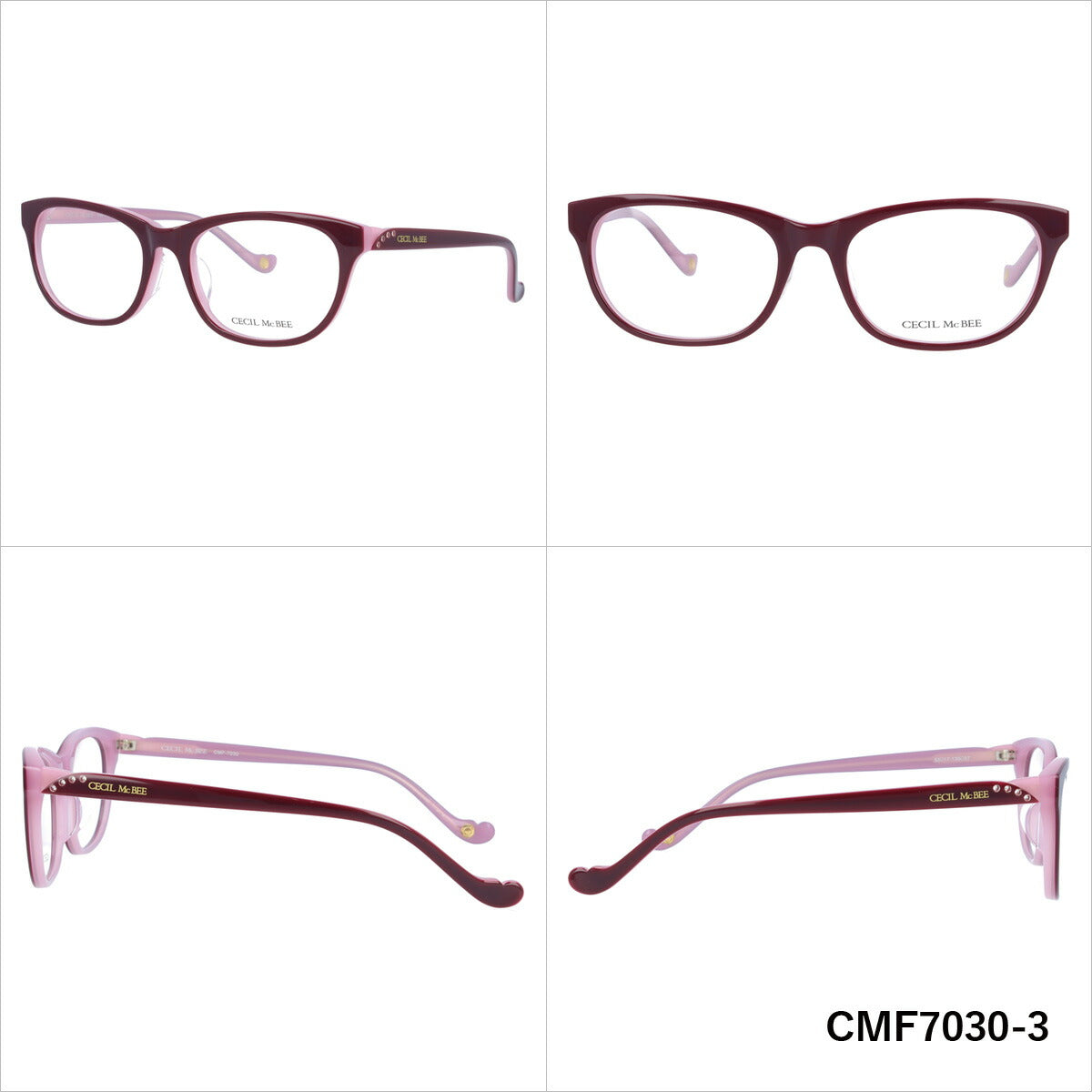 メガネ 眼鏡 おしゃれ CECIL McBEE セシルマクビー CMF 7030 全4色 53サイズ レディース 女性 UVカット 紫外線 ブランド サングラス 伊達 ダテ ラッピング無料