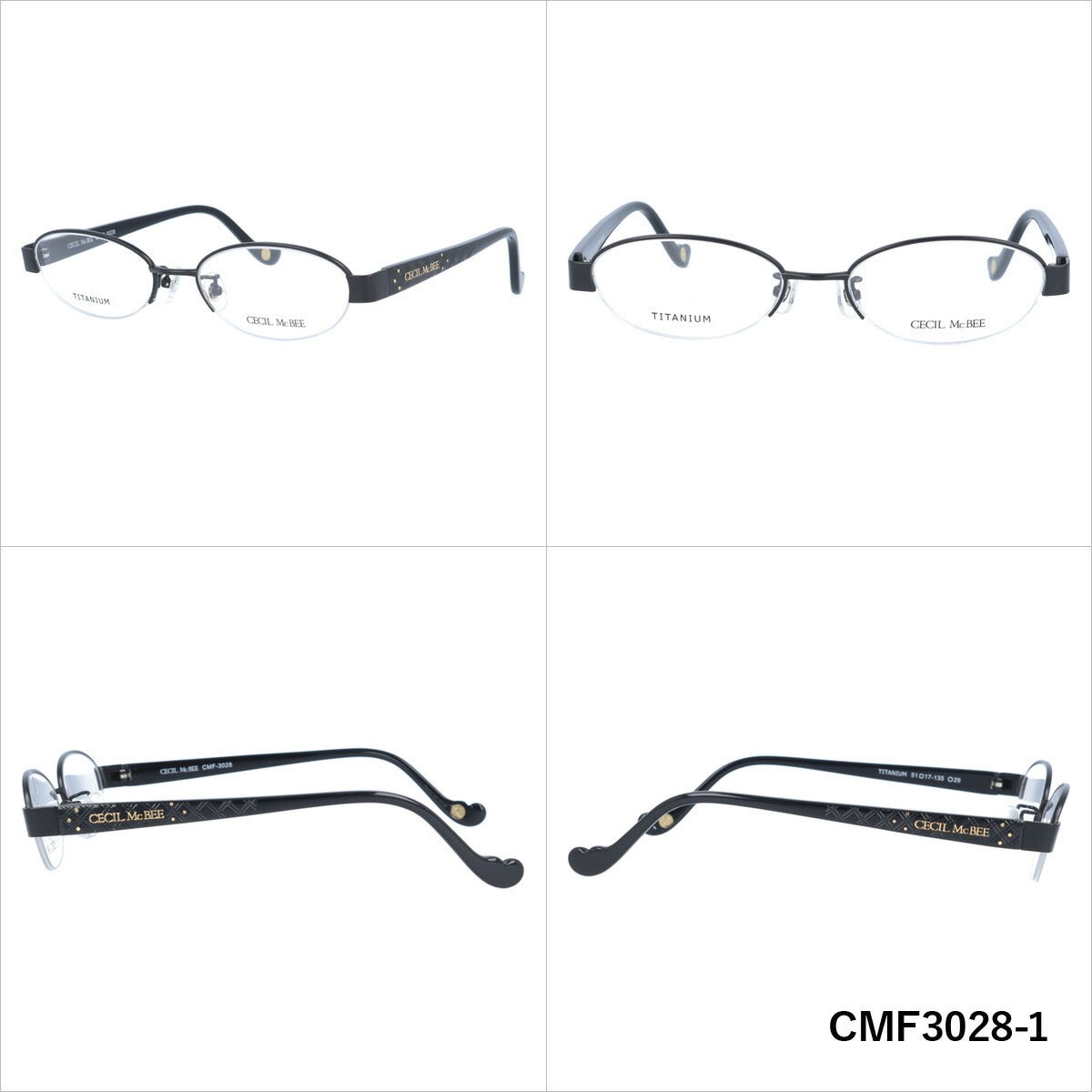 メガネ 眼鏡 度付き 度なし おしゃれ CECIL McBEE セシルマクビー CMF 3028 全4色 51サイズ オーバル型 レディース 女性 UVカット 紫外線 ブランド サングラス 伊達 ダテ｜老眼鏡・PCレンズ・カラーレンズ・遠近両用対応可能 ラッピング無料