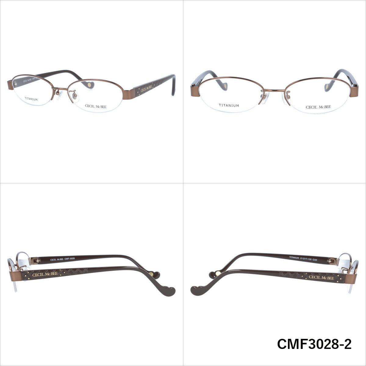 メガネ 眼鏡 度付き 度なし おしゃれ CECIL McBEE セシルマクビー CMF 3028 全4色 51サイズ オーバル型 レディース 女性 UVカット 紫外線 ブランド サングラス 伊達 ダテ｜老眼鏡・PCレンズ・カラーレンズ・遠近両用対応可能 ラッピング無料