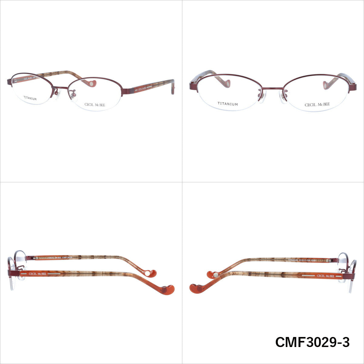 メガネ 眼鏡 度付き 度なし おしゃれ CECIL McBEE セシルマクビー CMF 3029 全4色 51サイズ オーバル型 レディース 女性 UVカット 紫外線 ブランド サングラス 伊達 ダテ｜老眼鏡・PCレンズ・カラーレンズ・遠近両用対応可能 ラッピング無料