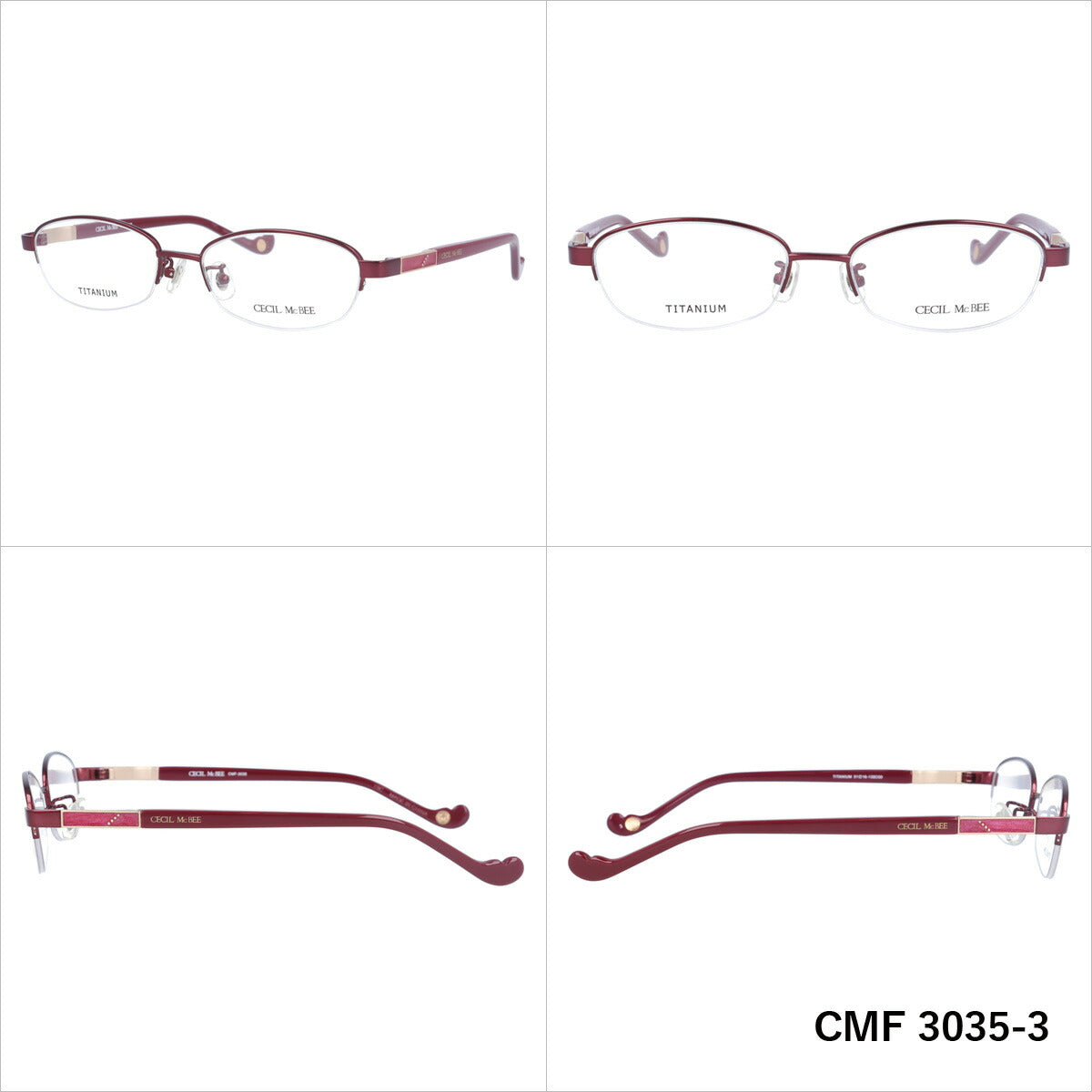 メガネ 眼鏡 度付き 度なし おしゃれ CECIL McBEE セシルマクビー CMF3035 全4色 51サイズ オーバル型 レディース 女性 UVカット 紫外線 ブランド サングラス 伊達 ダテ｜老眼鏡・PCレンズ・カラーレンズ・遠近両用対応可能 ラッピング無料