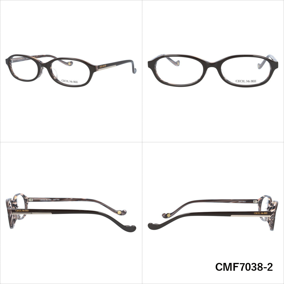 メガネ 眼鏡 度付き 度なし おしゃれ CECIL McBEE セシルマクビー CMF 7038 全4色 52サイズ オーバル型 レディース 女性 UVカット 紫外線 ブランド サングラス 伊達 ダテ｜老眼鏡・PCレンズ・カラーレンズ・遠近両用対応可能 ラッピング無料