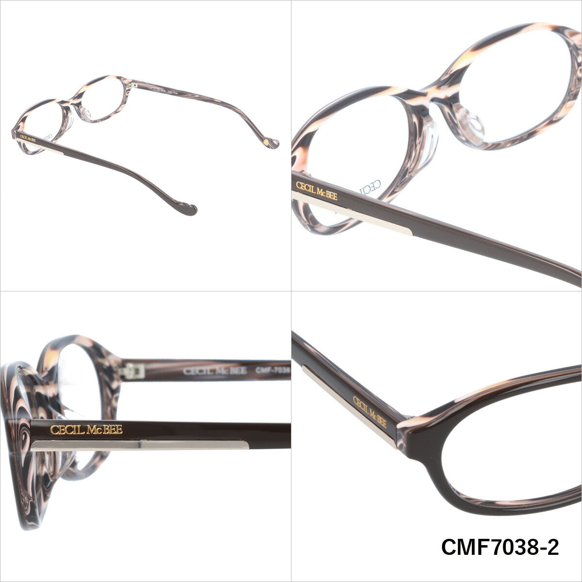 メガネ 眼鏡 度付き 度なし おしゃれ CECIL McBEE セシルマクビー CMF 7038 全4色 52サイズ オーバル型 レディース 女性 UVカット 紫外線 ブランド サングラス 伊達 ダテ｜老眼鏡・PCレンズ・カラーレンズ・遠近両用対応可能 ラッピング無料