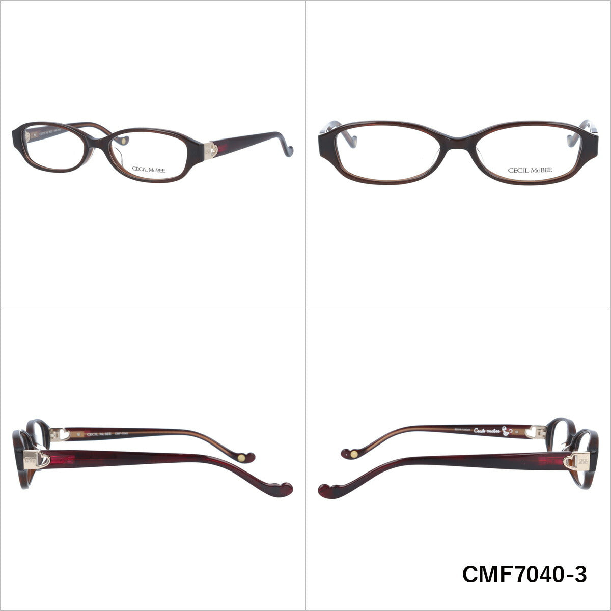 メガネ 眼鏡 度付き 度なし おしゃれ CECIL McBEE セシルマクビー CMF 7040 全4色 52サイズ オーバル型 レディース 女性 UVカット 紫外線 ブランド サングラス 伊達 ダテ｜老眼鏡・PCレンズ・カラーレンズ・遠近両用対応可能 ラッピング無料