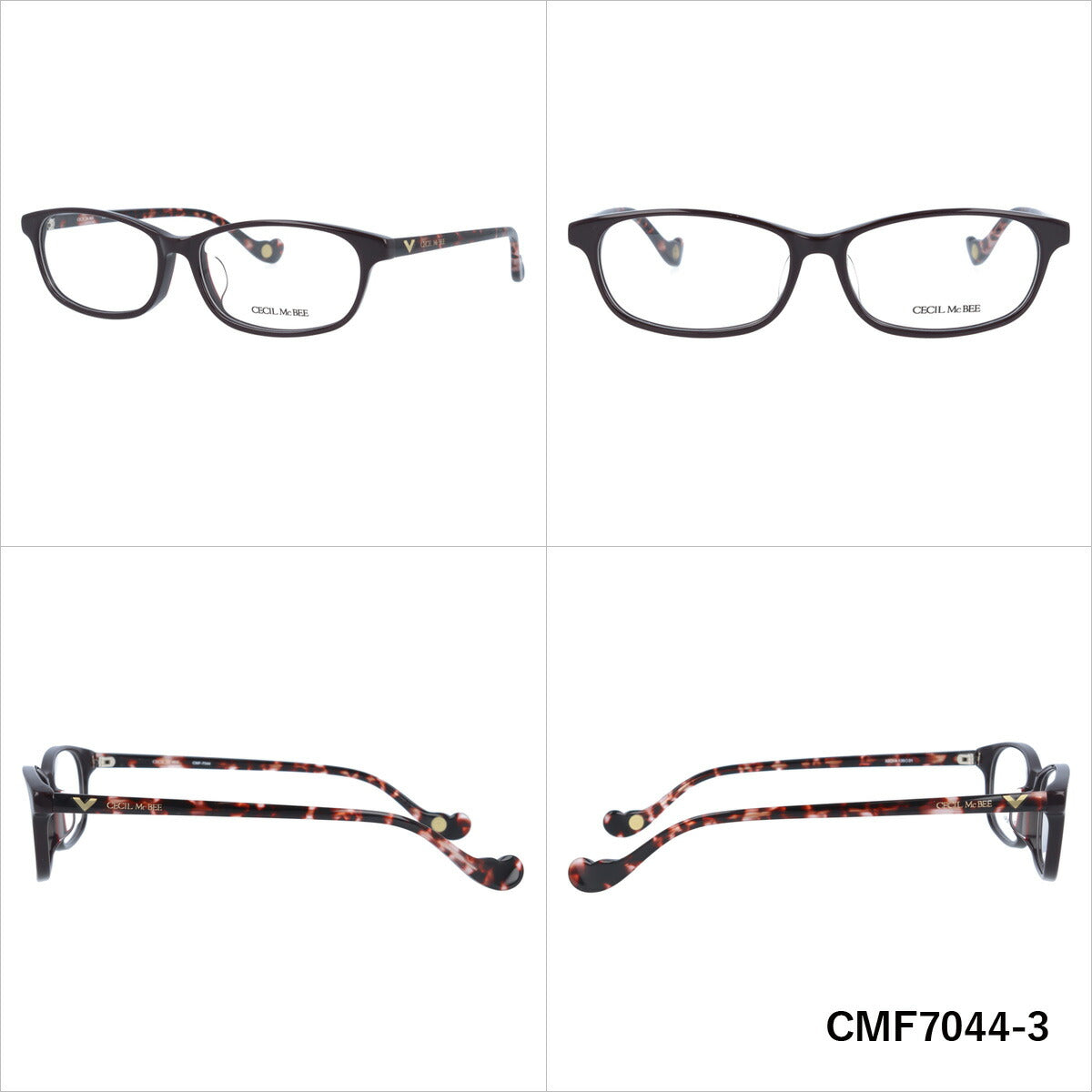 メガネ 眼鏡 度付き 度なし おしゃれ CECIL McBEE セシルマクビー CMF 7044 全3色 52サイズ オーバル型 レディース 女性 UVカット 紫外線 ブランド サングラス 伊達 ダテ｜老眼鏡・PCレンズ・カラーレンズ・遠近両用対応可能 ラッピング無料