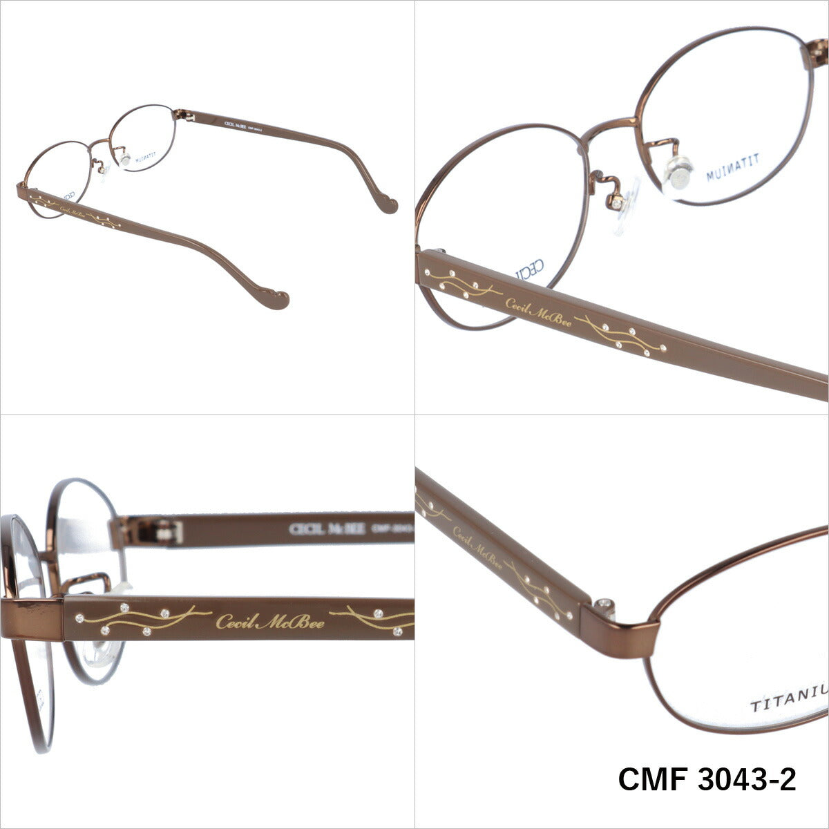 メガネ 眼鏡 度付き 度なし おしゃれ CECIL McBEE セシルマクビー CMF 3043 全4色 52サイズ ラインストーン オーバル型 レディース 女性 UVカット 紫外線 サングラス 伊達 ダテ｜老眼鏡・PCレンズ・カラーレンズ・遠近両用対応可能 ラッピング無料