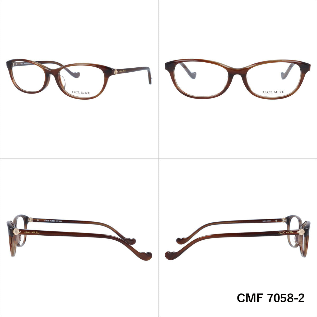 メガネ 眼鏡 度付き 度なし おしゃれ CECIL McBEE セシルマクビー CMF7058 全4色 53サイズ フォックス型 レディース 女性 UVカット 紫外線 ブランド サングラス 伊達 ダテ｜老眼鏡・PCレンズ・カラーレンズ・遠近両用対応可能 ラッピング無料