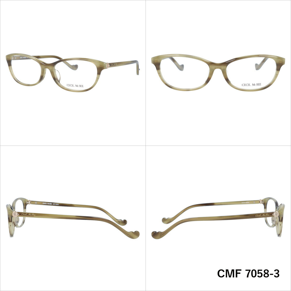 メガネ 眼鏡 度付き 度なし おしゃれ CECIL McBEE セシルマクビー CMF7058 全4色 53サイズ フォックス型 レディース 女性 UVカット 紫外線 ブランド サングラス 伊達 ダテ｜老眼鏡・PCレンズ・カラーレンズ・遠近両用対応可能 ラッピング無料