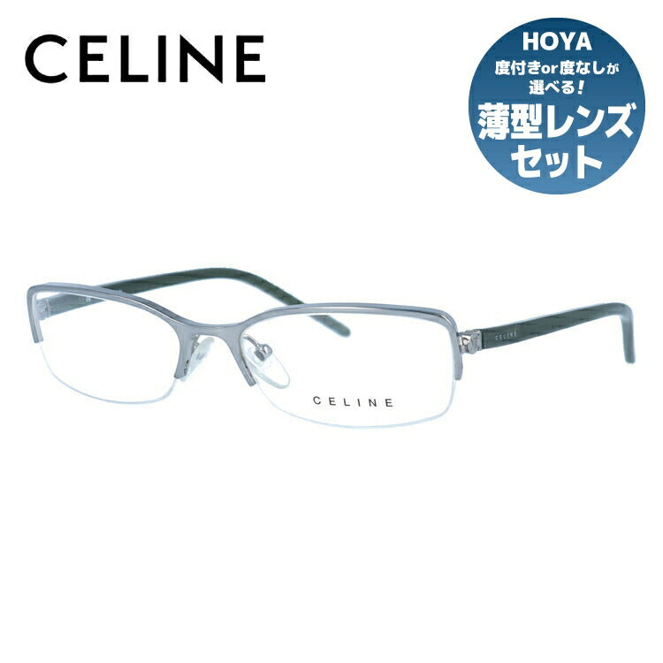 【訳あり】セリーヌ CELINE メガネ フレーム 眼鏡 度付き 度なし 伊達 VC1251M 0E42 53サイズ オーバル型 レディース ブラゾン アイコン ロゴ ハーフリム ナイロールフレーム