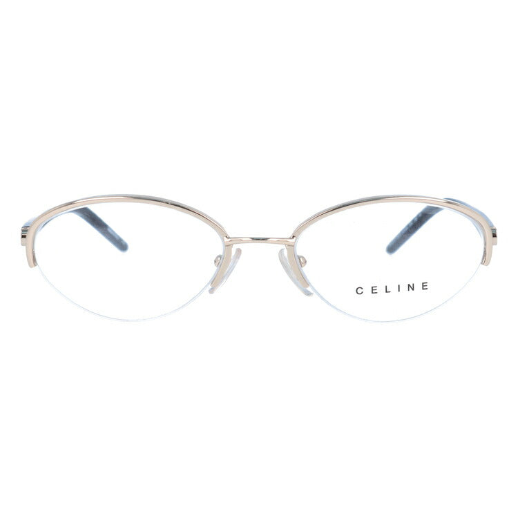 【訳あり】セリーヌ CELINE メガネ フレーム 眼鏡 度付き 度なし 伊達 VC1252M 0300 52サイズ オーバル型 レディース ブラゾン アイコン ロゴ ハーフリム ナイロールフレーム