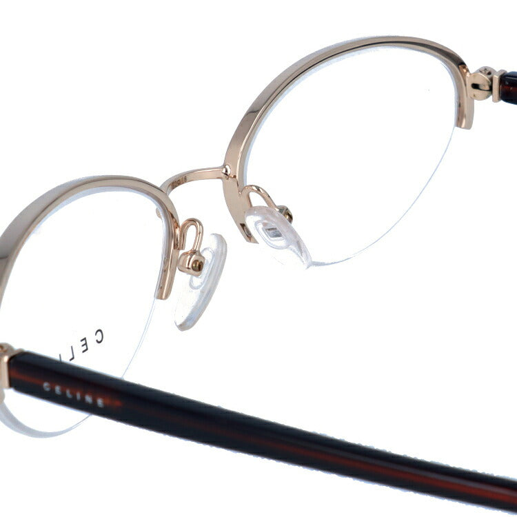【訳あり】セリーヌ CELINE メガネ フレーム 眼鏡 度付き 度なし 伊達 VC1252M 0300 52サイズ オーバル型 レディース ブラゾン アイコン ロゴ ハーフリム ナイロールフレーム