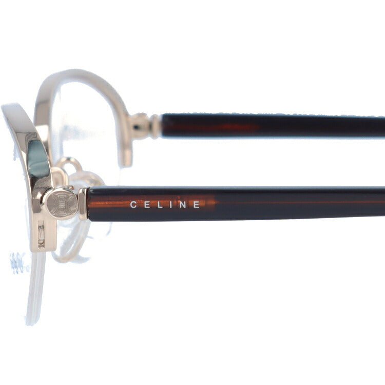【訳あり】セリーヌ CELINE メガネ フレーム 眼鏡 度付き 度なし 伊達 VC1252M 0300 52サイズ オーバル型 レディース ブラゾン アイコン ロゴ ハーフリム ナイロールフレーム