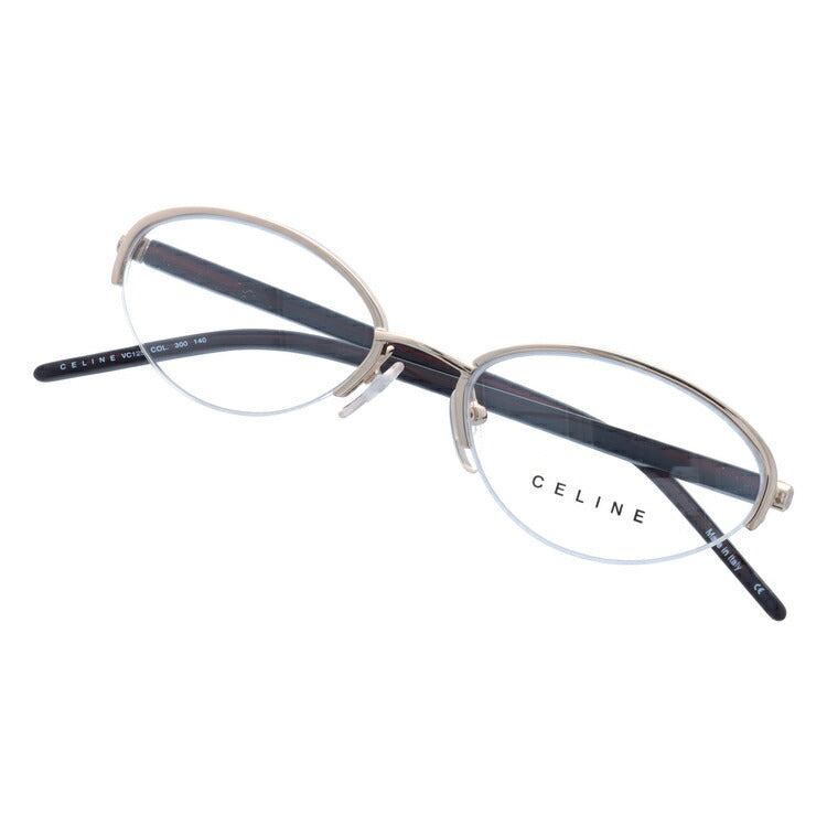 【訳あり】セリーヌ CELINE メガネ フレーム 眼鏡 度付き 度なし 伊達 VC1252M 0300 52サイズ オーバル型 レディース ブラゾン アイコン ロゴ ハーフリム ナイロールフレーム