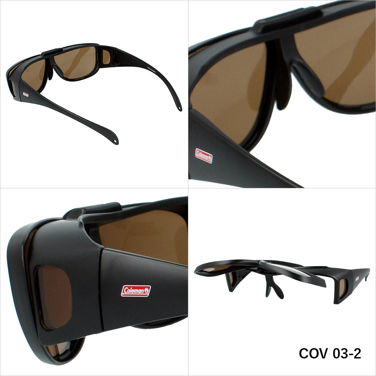 コールマン オーバーグラス 偏光サングラス ミラーレンズ アジアンフィット COLEMAN COV03 64サイズ 全3カラー スクエア型 跳ね上げ式 眼鏡の上から掛けられる ポラライズド ユニセックス レディース メンズ 大きめサイズ ビッグシルエット