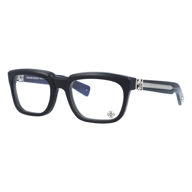 クロムハーツ メガネ 度付き 度なし 伊達メガネ 眼鏡 メガネフレーム CHROME HEARTS レギュラーフィット SEE YOU IN TEA 53 MBK Black ブラック セル ウェリントン型 シルバー ユニセックス メンズ レディース 紫外線 UVカット ラッピング無料
