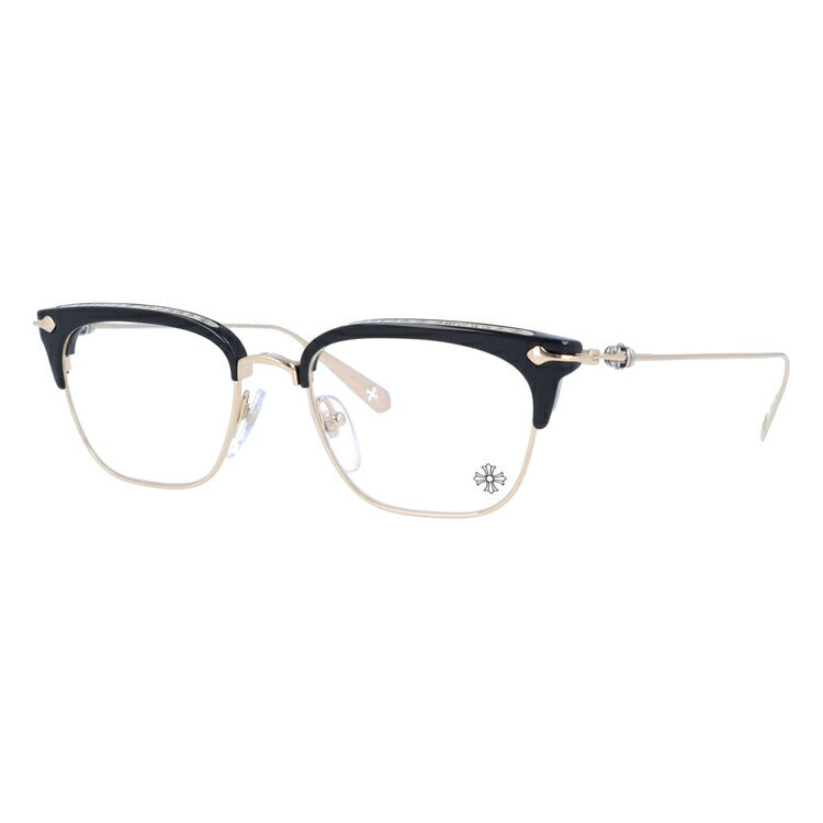 クロムハーツ メガネ 度付き 度なし 伊達メガネ 眼鏡 メガネフレーム CHROME HEARTS SLUNTRADICTION BK/GP 52サイズ ブロー型 ユニセックス メンズ レディース 紫外線 UVカット ラッピング無料