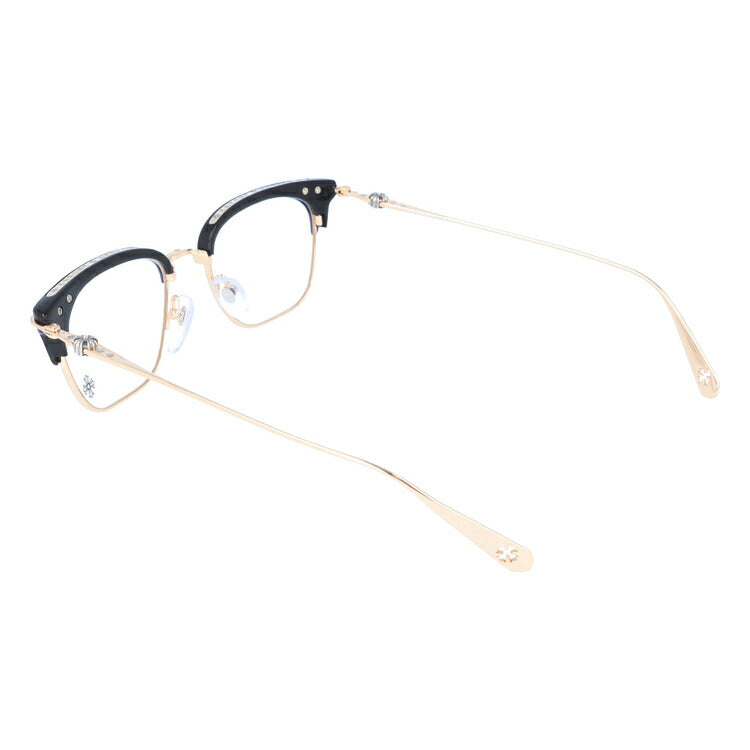 クロムハーツ メガネ 度付き 度なし 伊達メガネ 眼鏡 メガネフレーム CHROME HEARTS SLUNTRADICTION BK/GP 52サイズ ブロー型 ユニセックス メンズ レディース 紫外線 UVカット ラッピング無料