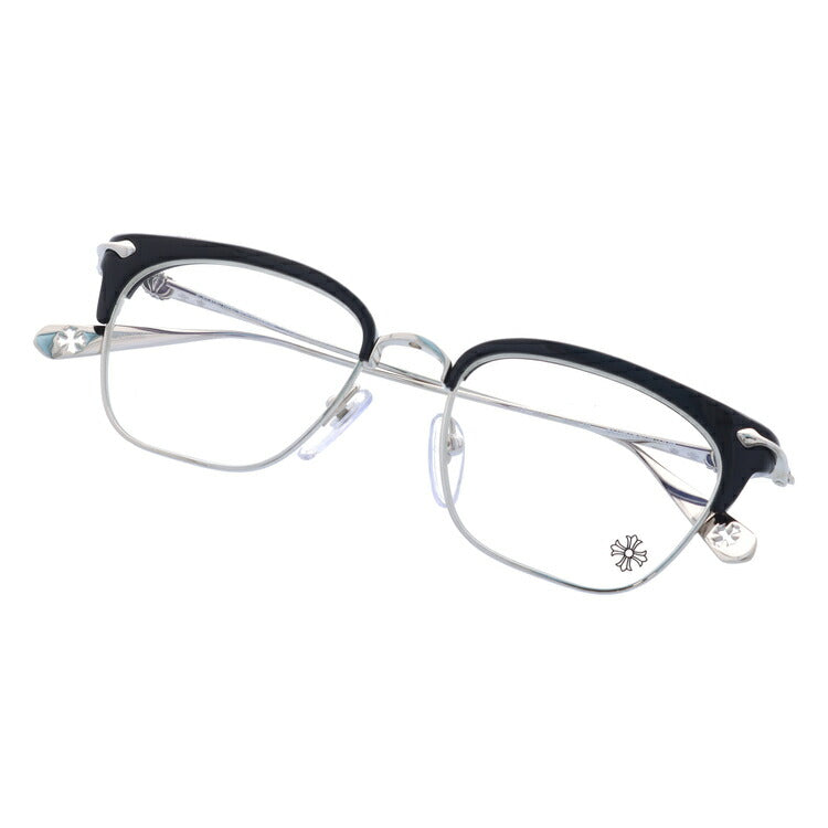 クロムハーツ メガネ 度付き 度なし 伊達メガネ 眼鏡 メガネフレーム CHROME HEARTS SLUNTRADICTION BK/SS 52サイズ ブロー型 ユニセックス メンズ レディース 紫外線 UVカット ラッピング無料