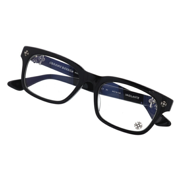 クロムハーツ メガネ 度付き 度なし 伊達メガネ 眼鏡 メガネフレーム CHROME HEARTS レギュラーフィット VAGILANTE BK 54サイズ スクエア型 ユニセックス メンズ レディース 紫外線 UVカット ラッピング無料