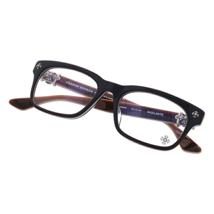 クロムハーツ メガネ 度付き 度なし 伊達メガネ 眼鏡 メガネフレーム CHROME HEARTS レギュラーフィット VAGILANTE BRBBR 54サイズ スクエア型 ユニセックス メンズ レディース 紫外線 UVカット ラッピング無料