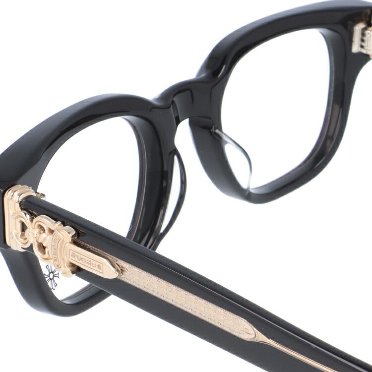 クロムハーツ メガネ 度付き 度なし 伊達メガネ 眼鏡 メガネフレーム CHROME HEARTS レギュラーフィット CUNTVOLUTED BK-18GP 49サイズ ウェリントン型 ユニセックス メンズ レディース 紫外線 UVカット ラッピング無料