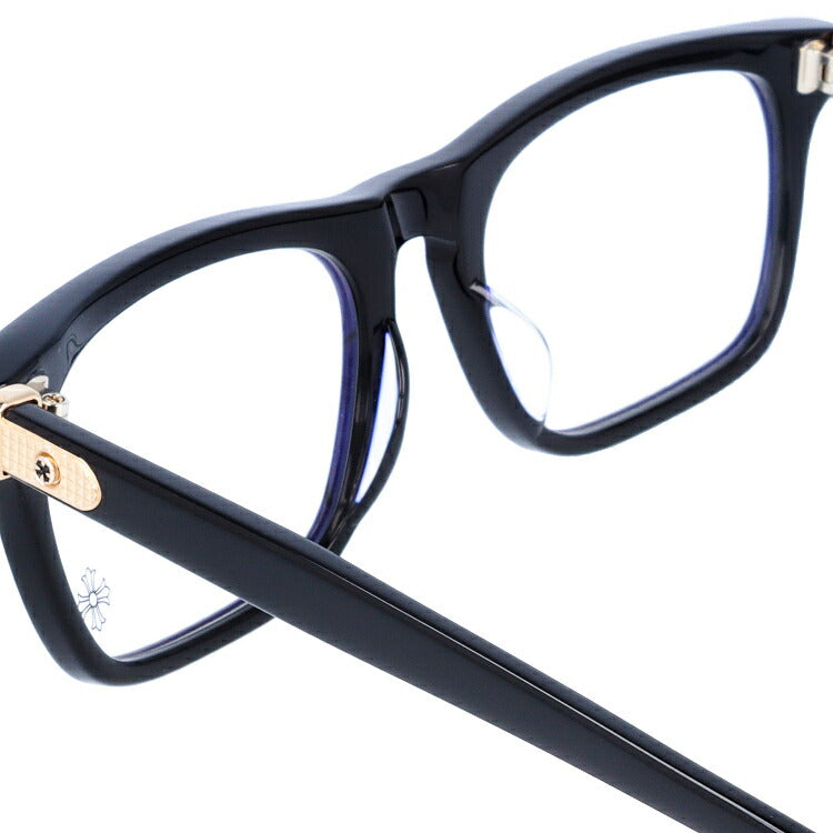クロムハーツ メガネ 度付き 度なし 伊達メガネ 眼鏡 メガネフレーム CHROME HEARTS レギュラーフィット BEAU NER BK-GP 53サイズ ウェリントン型 日本製 クロス ユニセックス メンズ レディース 紫外線 UVカット ラッピング無料