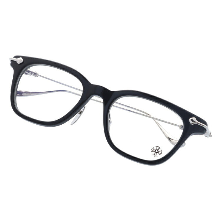 クロムハーツ メガネ 度付き 度なし 伊達メガネ 眼鏡 メガネフレーム CHROME HEARTS GUZZLER-A BK-SS 49サイズ スクエア型 日本製 クロス ユニセックス メンズ レディース 紫外線 UVカット ラッピング無料