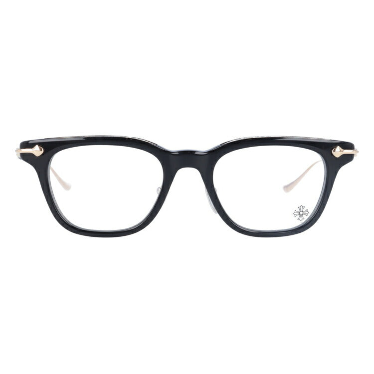クロムハーツ メガネ 度付き 度なし 伊達メガネ 眼鏡 メガネフレーム CHROME HEARTS GUZZLER-A BK-GP 49サイズ スクエア型 日本製 クロス ユニセックス メンズ レディース 紫外線 UVカット ラッピング無料