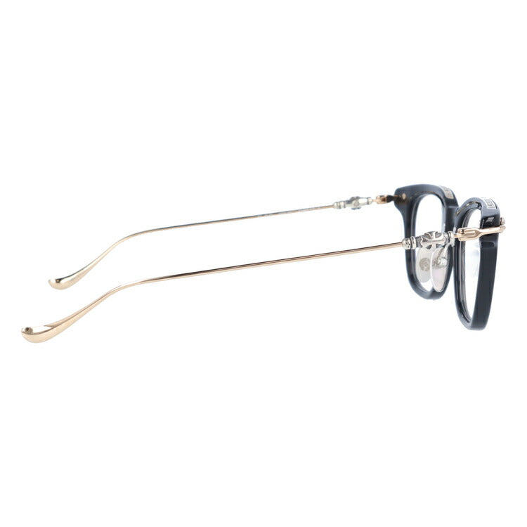 クロムハーツ メガネ 度付き 度なし 伊達メガネ 眼鏡 メガネフレーム CHROME HEARTS GUZZLER-A BK-GP 49サイズ スクエア型 日本製 クロス ユニセックス メンズ レディース 紫外線 UVカット ラッピング無料