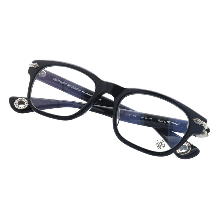 クロムハーツ メガネ 度付き 度なし 伊達メガネ 眼鏡 メガネフレーム CHROME HEARTS レギュラーフィット WELL STRUNG BK 52サイズ ウェリントン型 日本製 クロス CHプラス ユニセックス メンズ レディース 紫外線 UVカット ラッピング無料