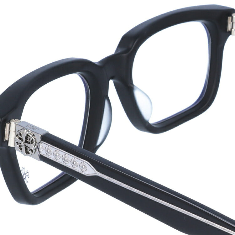 クロムハーツ メガネ 度付き 度なし 伊達メガネ 眼鏡 メガネフレーム CHROME HEARTS レギュラーフィット DAFFADLDO MBK 53サイズ スクエア型 日本製 フローラル ユニセックス メンズ レディース 紫外線 UVカット ラッピング無料