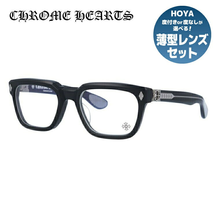 クロムハーツ メガネ 度付き 度なし 伊達メガネ 眼鏡 メガネフレーム CHROME HEARTS レギュラーフィット DAFFADLDO MBK 53サイズ スクエア型 日本製 フローラル ユニセックス メンズ レディース 紫外線 UVカット ラッピング無料