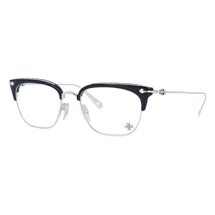 クロムハーツ メガネ 度付き 度なし 伊達メガネ 眼鏡 メガネフレーム CHROME HEARTS SLUNTRADICTION BK/SS 54サイズ ブロー型 日本製 クロス CHプラス ユニセックス メンズ レディース 紫外線 UVカット ラッピング無料