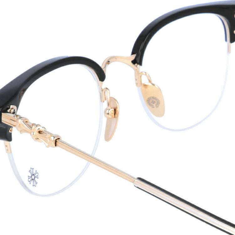 クロムハーツ メガネ 度付き 度なし 伊達メガネ 眼鏡 メガネフレーム CHROME HEARTS TANG BK/GP 51サイズ ブロー型 CHクロス ユニセックス メンズ レディース 紫外線 UVカット ラッピング無料