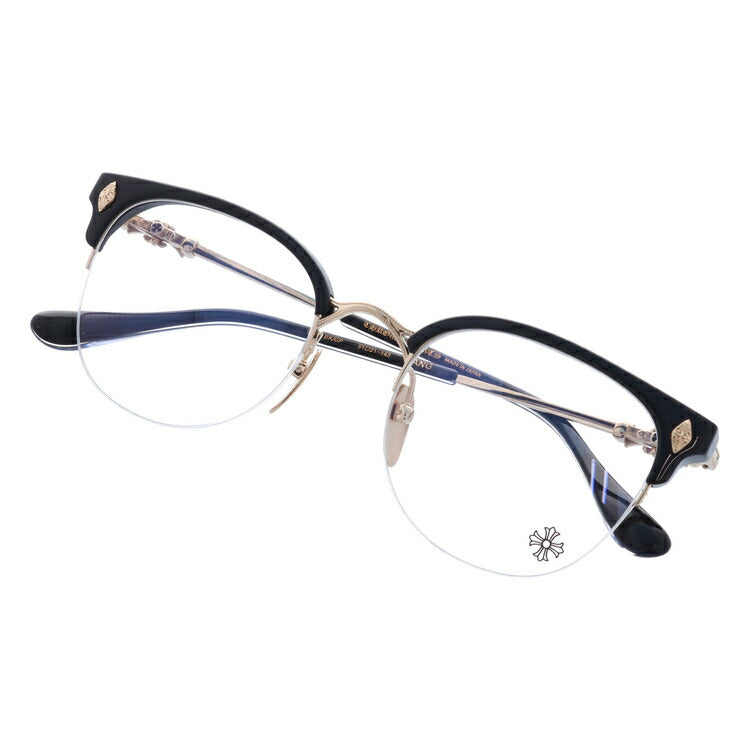 クロムハーツ メガネ 度付き 度なし 伊達メガネ 眼鏡 メガネフレーム CHROME HEARTS TANG BK/GP 51サイズ ブロー型 CHクロス ユニセックス メンズ レディース 紫外線 UVカット ラッピング無料